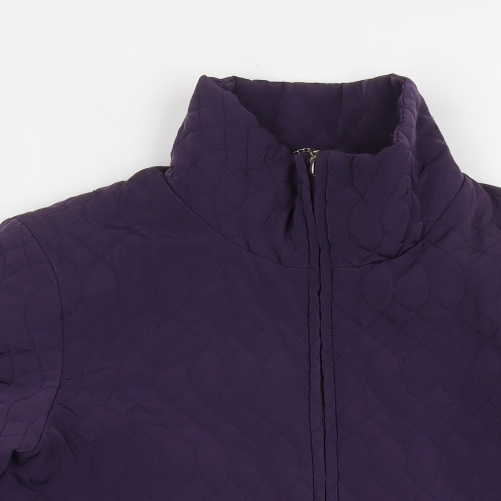 Ellen Tracy Womens Purple Quilted Jacket Size S Zip