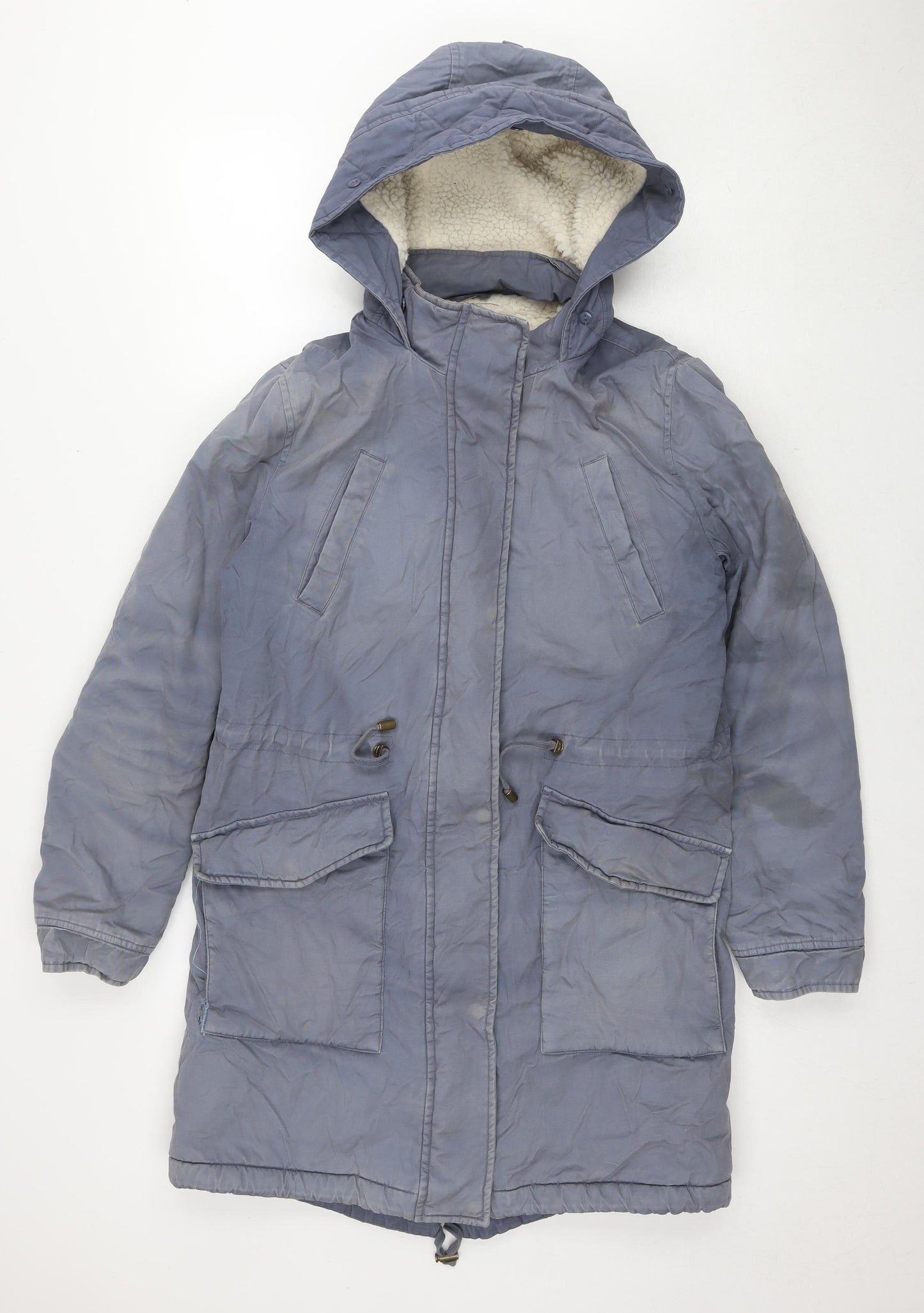 Marks and Spencer Womens Blue Parka Jacket Size 12 Zip