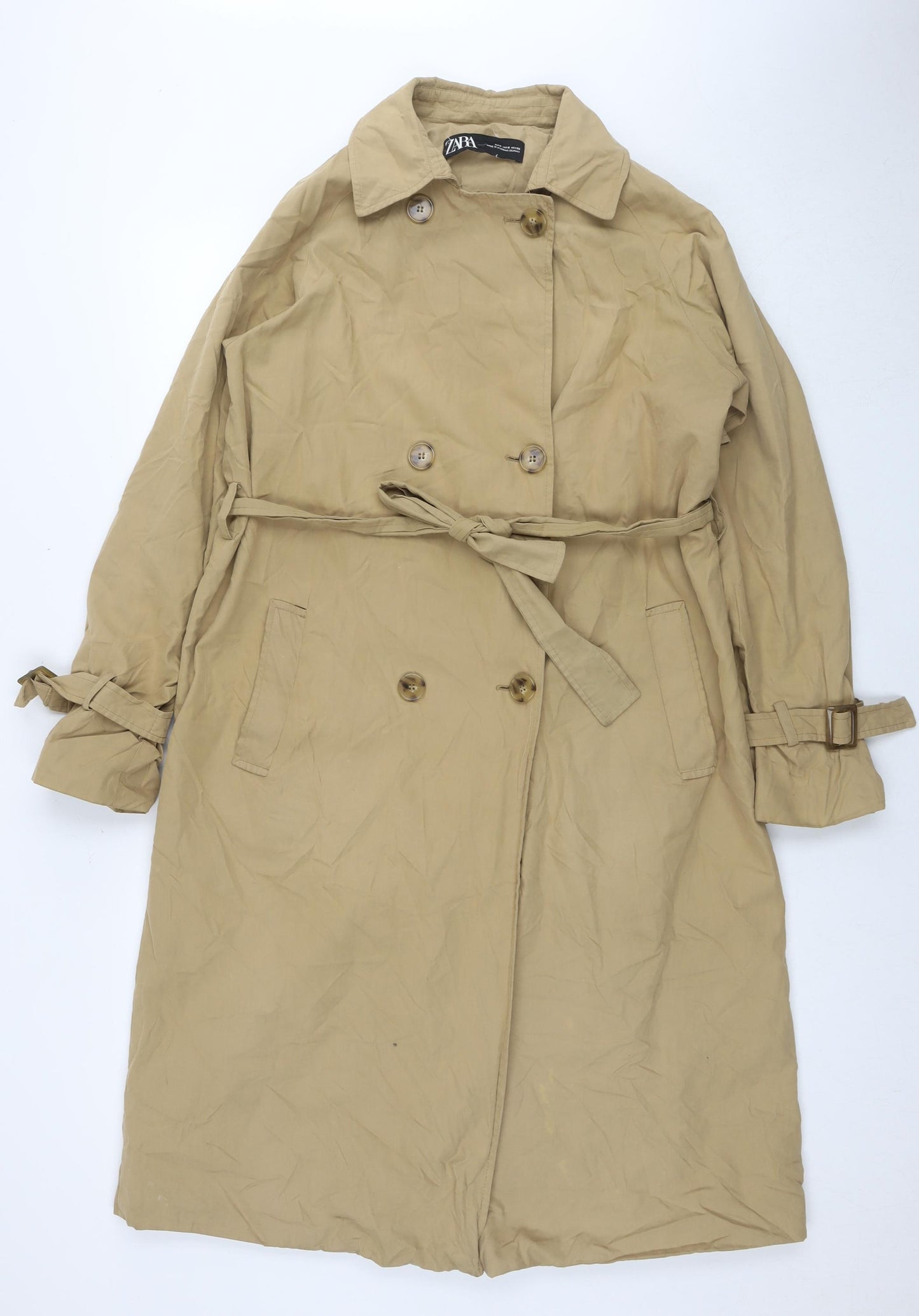 Zara Womens Beige Trench Coat Coat Size S Button