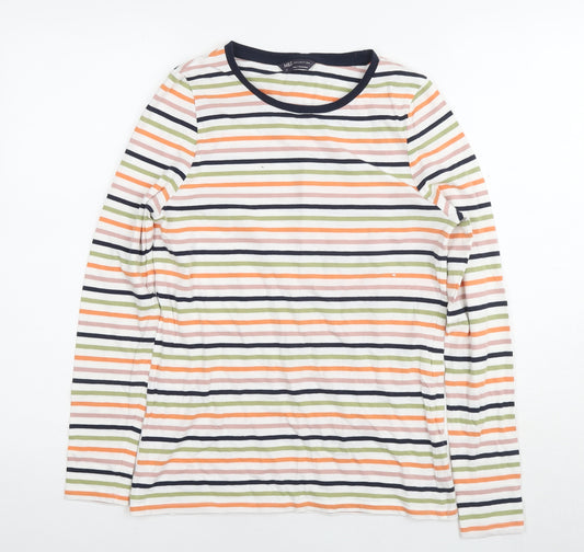 Marks and Spencer Womens Multicoloured Striped Cotton Basic T-Shirt Size 12 Round Neck