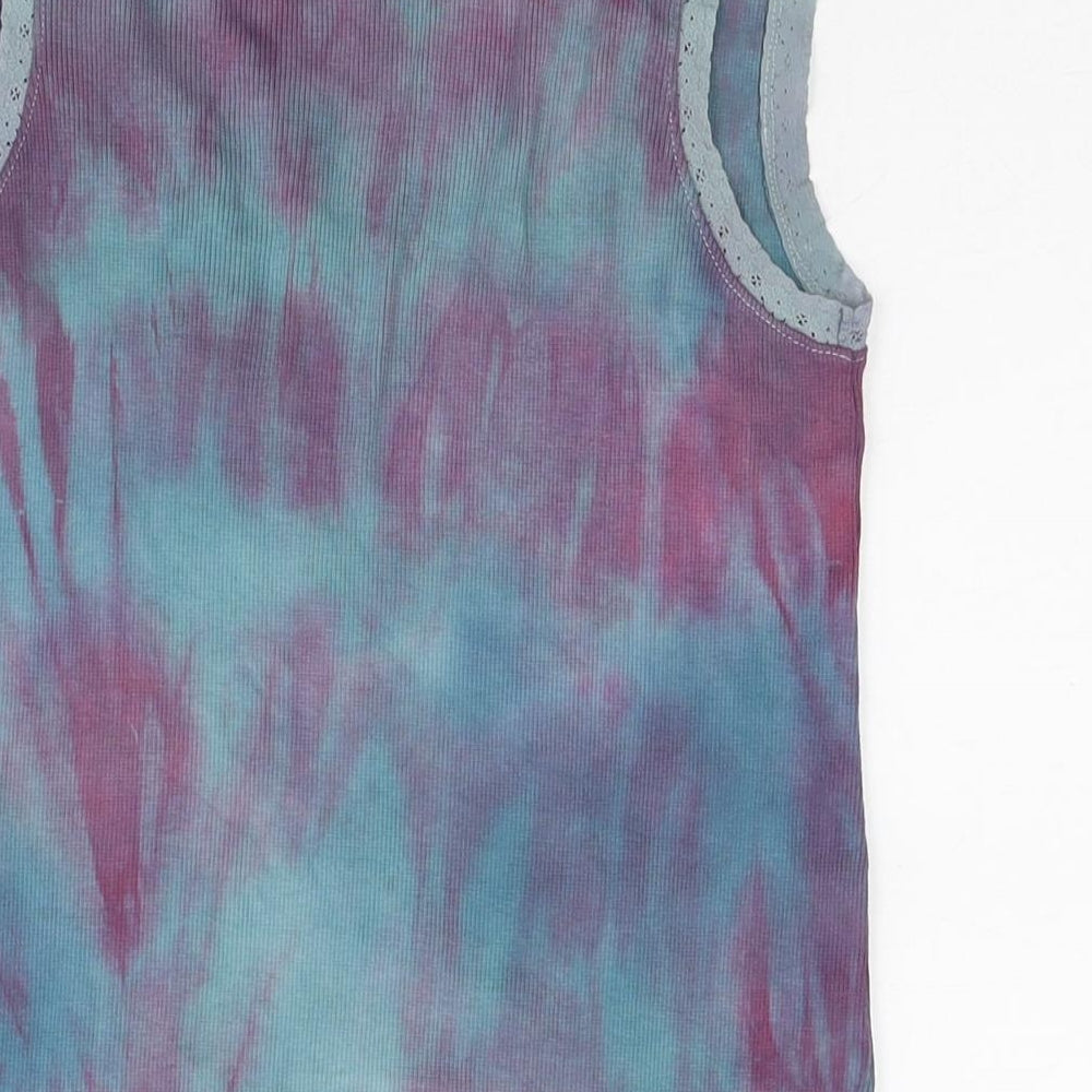 Chilli Pepper Womens Purple Colourblock Cotton Basic Tank Size M Round Neck - Love Chili Sequin Detail