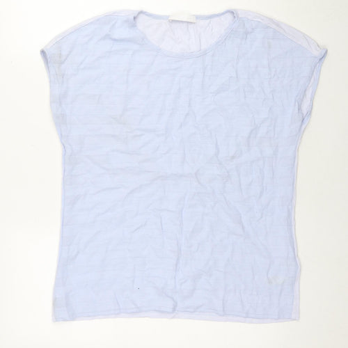 Per Una Womens Blue Striped Viscose Basic T-Shirt Size 12 Round Neck
