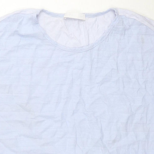 Per Una Womens Blue Striped Viscose Basic T-Shirt Size 12 Round Neck
