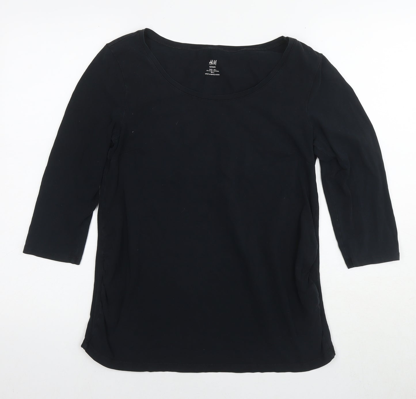 H&M Womens Black Cotton Basic T-Shirt Size L Round Neck