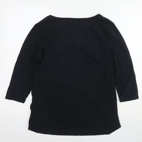 H&M Womens Black Cotton Basic T-Shirt Size L Round Neck