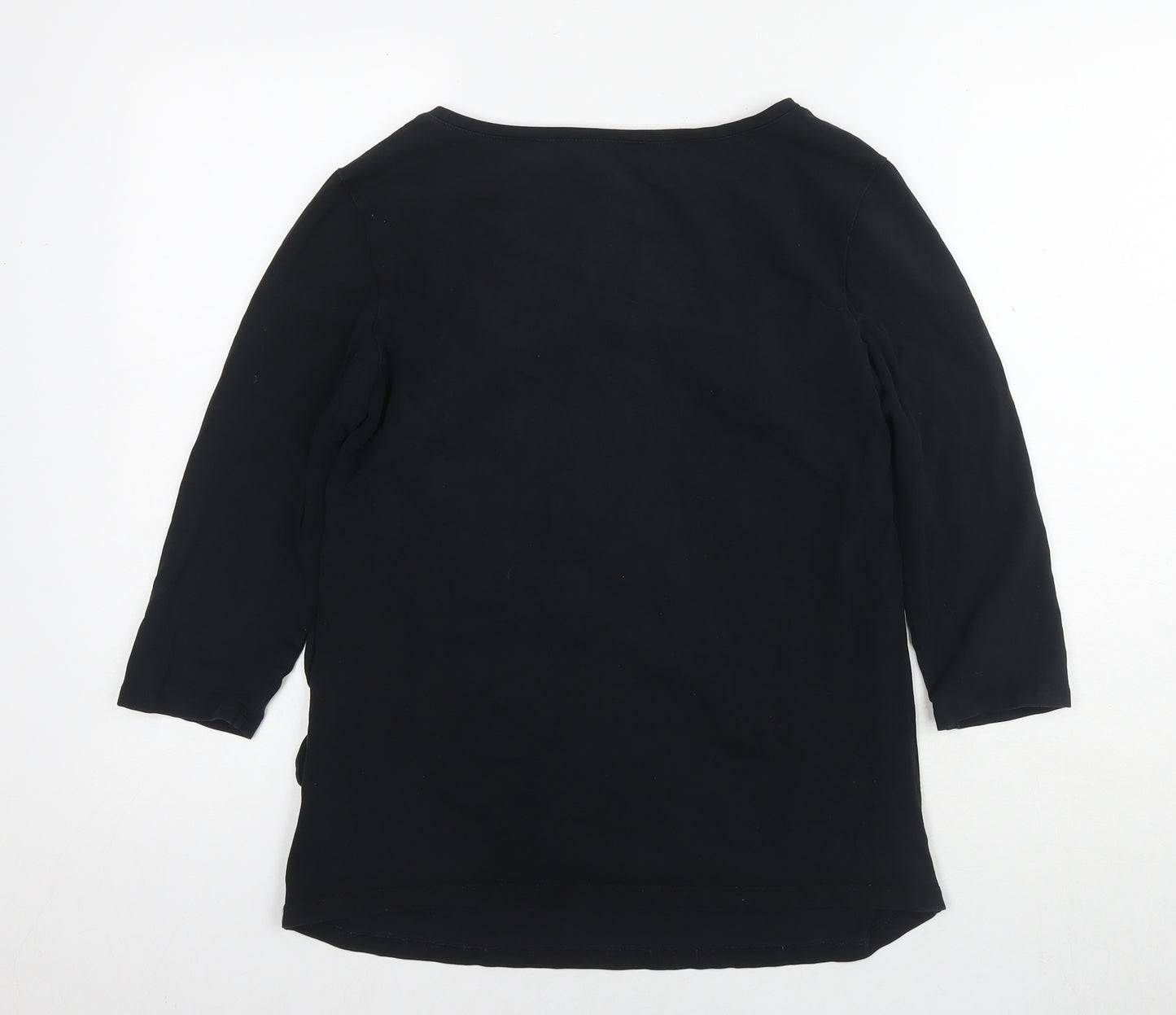 H&M Womens Black Cotton Basic T-Shirt Size L Round Neck