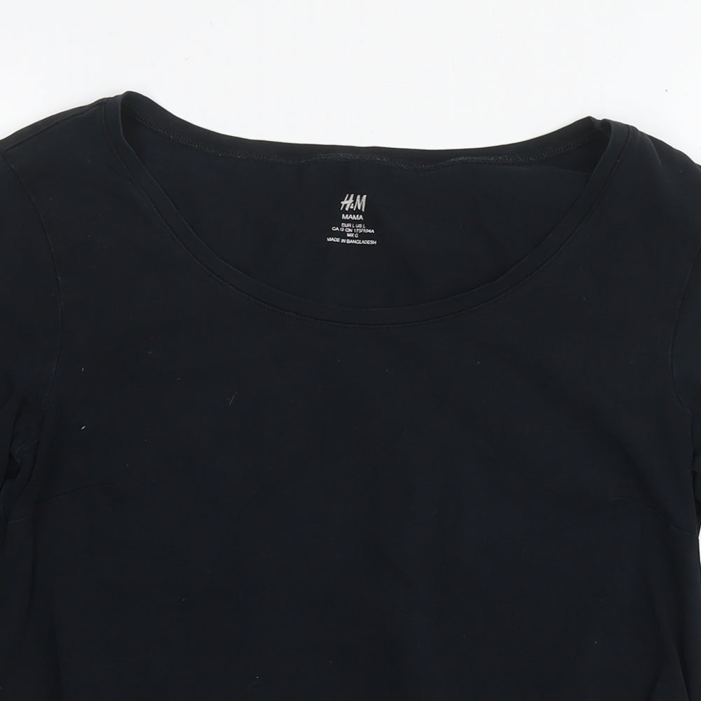 H&M Womens Black Cotton Basic T-Shirt Size L Round Neck