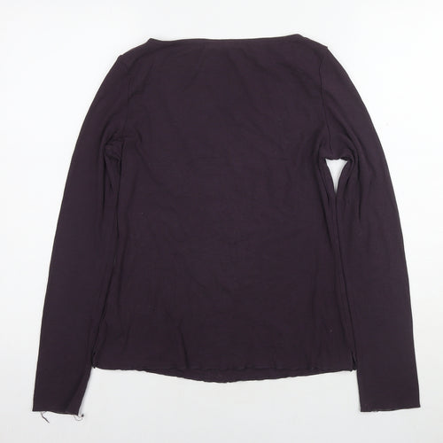 Marks and Spencer Womens Purple Acrylic Basic Blouse Size 10 Round Neck - Ribbed