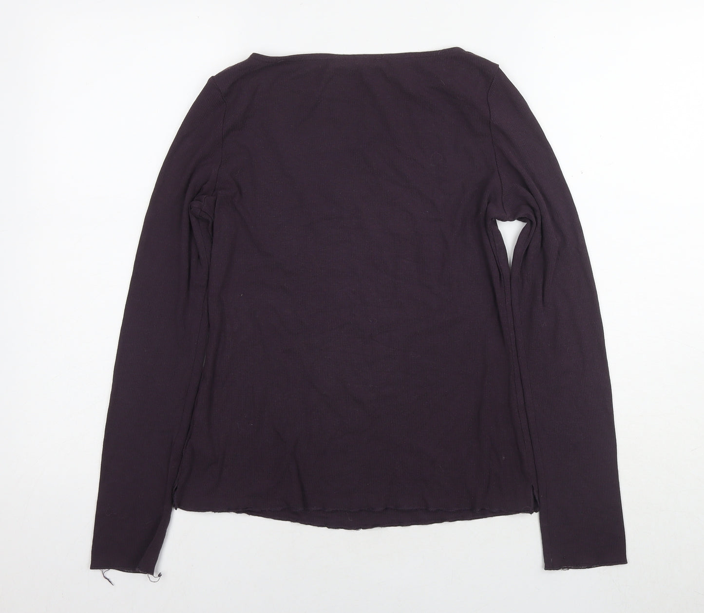 Marks and Spencer Womens Purple Acrylic Basic Blouse Size 10 Round Neck - Ribbed