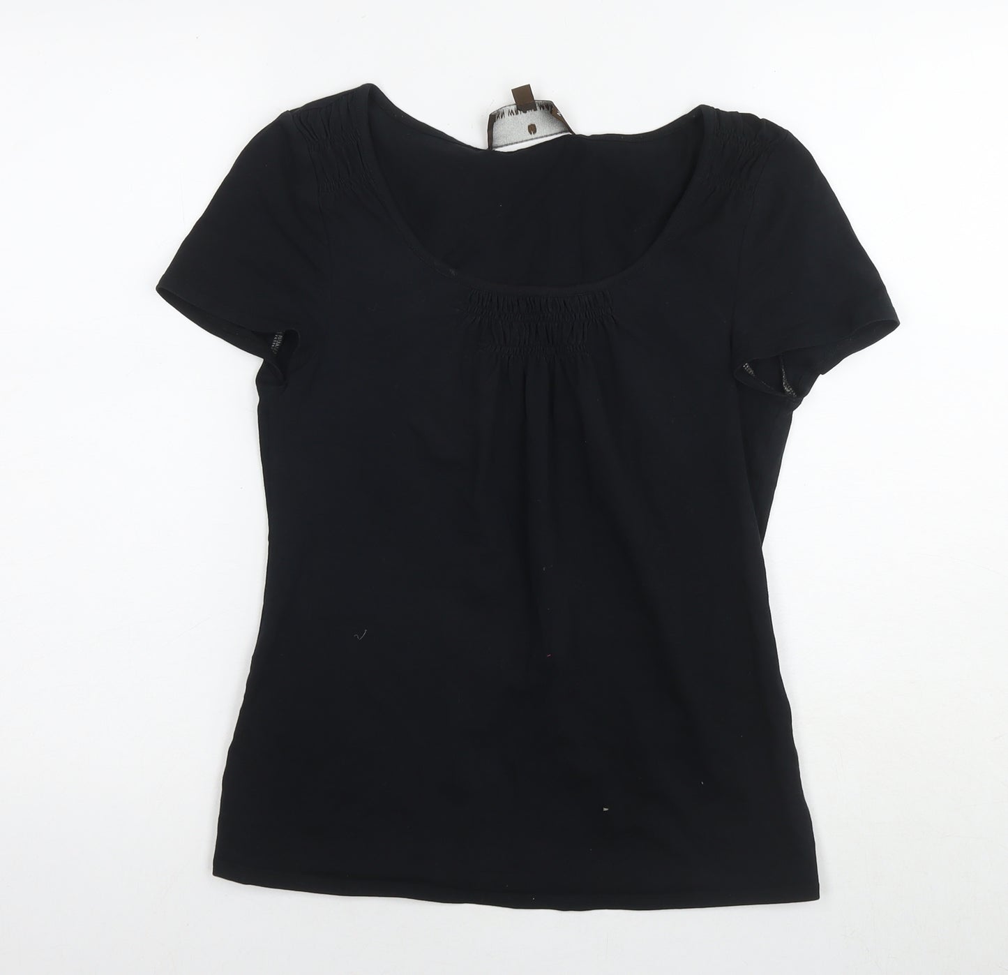 Fenn Wright Manson Womens Black Cotton Basic T-Shirt Size 12 Scoop Neck