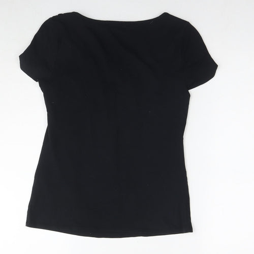 Fenn Wright Manson Womens Black Cotton Basic T-Shirt Size 12 Scoop Neck
