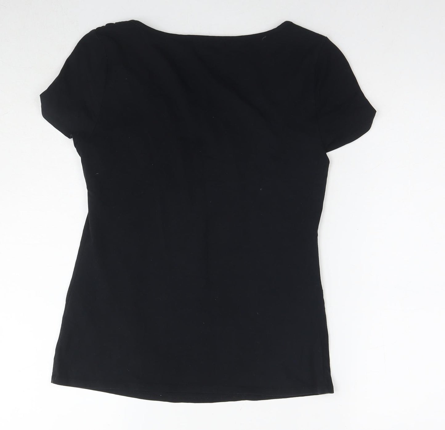 Fenn Wright Manson Womens Black Cotton Basic T-Shirt Size 12 Scoop Neck