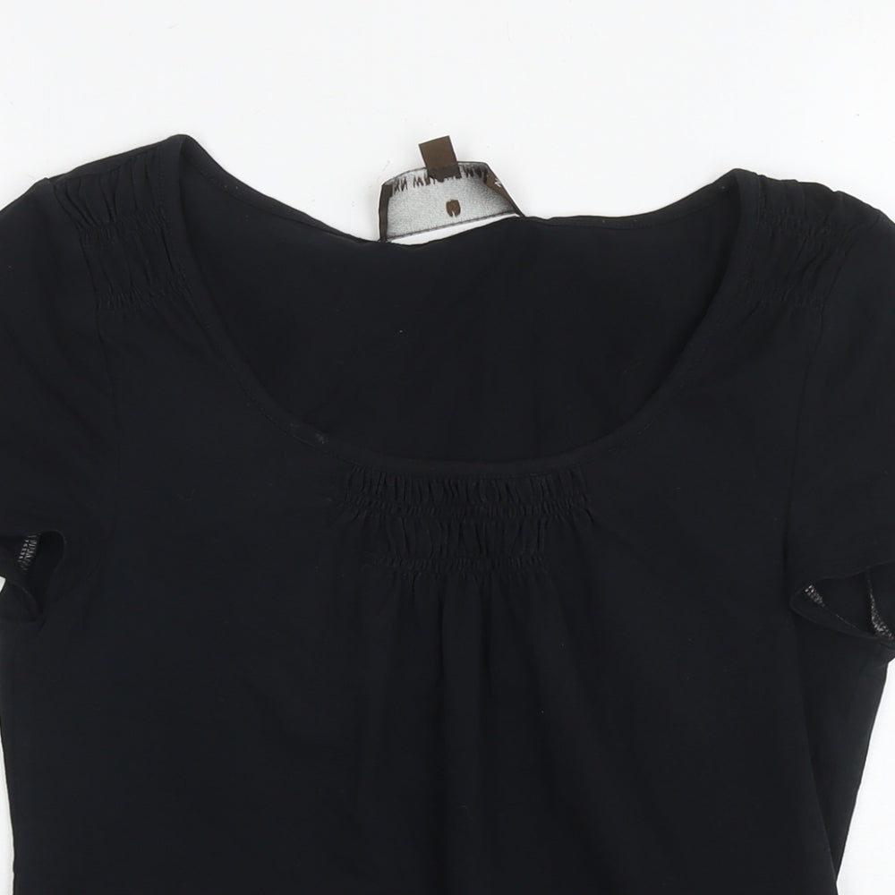 Fenn Wright Manson Womens Black Cotton Basic T-Shirt Size 12 Scoop Neck
