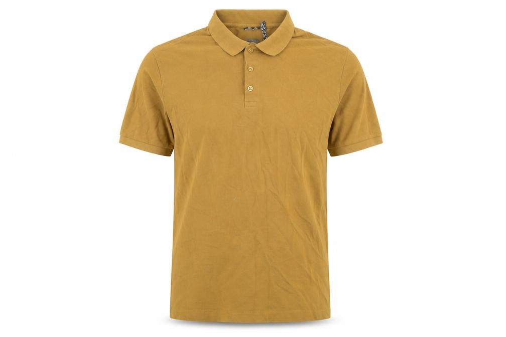 Front view of ASOS men’s brown cotton polo, size L, collared pullover