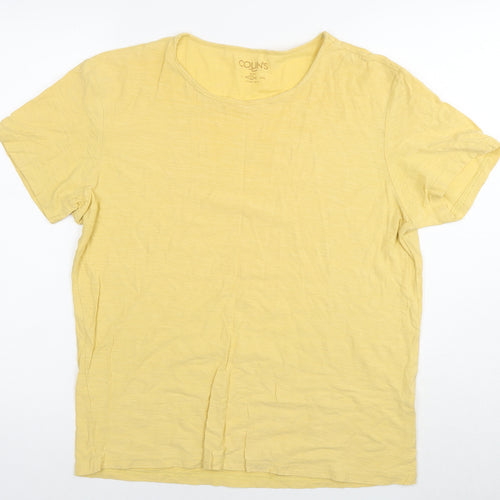 Collins Womens Yellow Polyester Basic T-Shirt Size L Round Neck