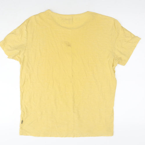 Collins Womens Yellow Polyester Basic T-Shirt Size L Round Neck