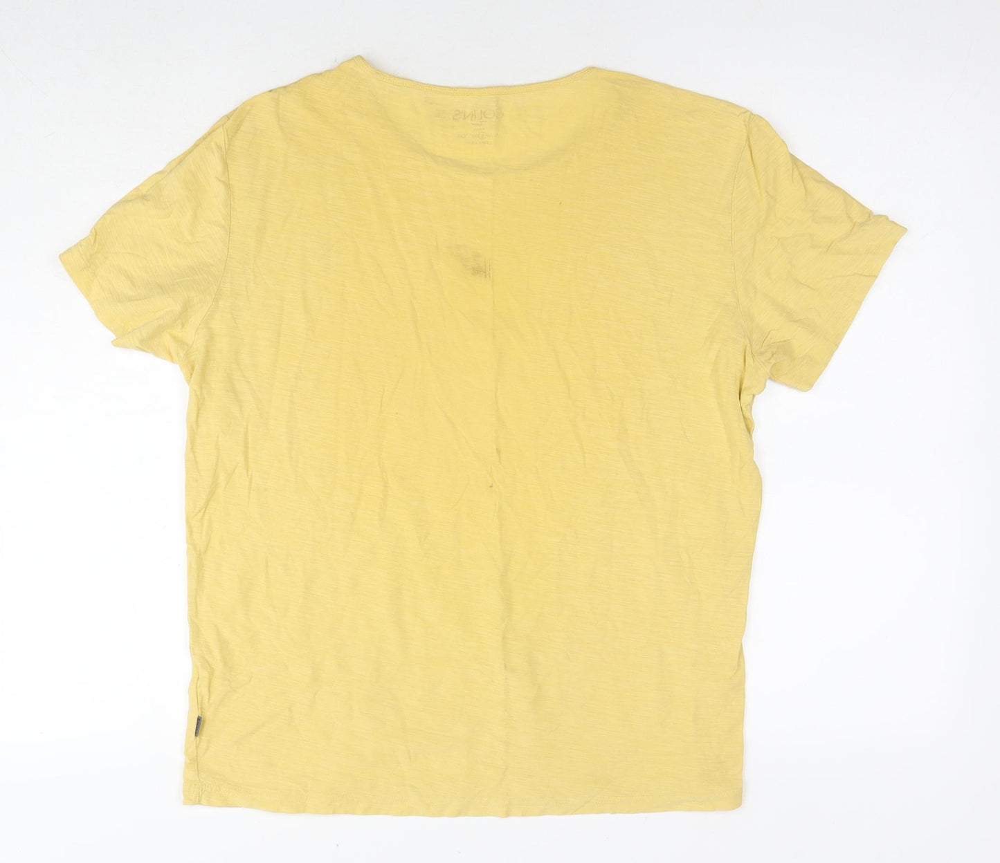 Collins Womens Yellow Polyester Basic T-Shirt Size L Round Neck