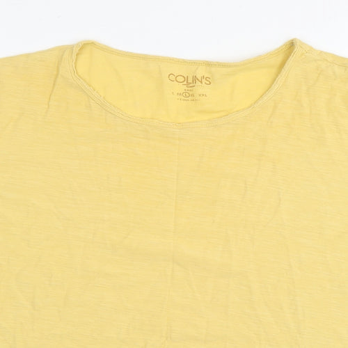 Collins Womens Yellow Polyester Basic T-Shirt Size L Round Neck