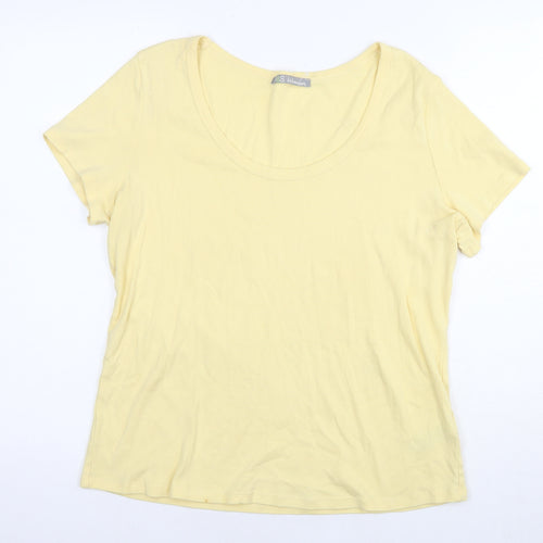 Marks and Spencer Womens Yellow Cotton Basic T-Shirt Size 18 Round Neck