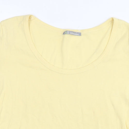 Marks and Spencer Womens Yellow Cotton Basic T-Shirt Size 18 Round Neck