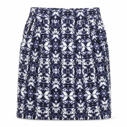 Marks and Spencer Womens Blue Geometric Viscose A-Line Skirt Size 14