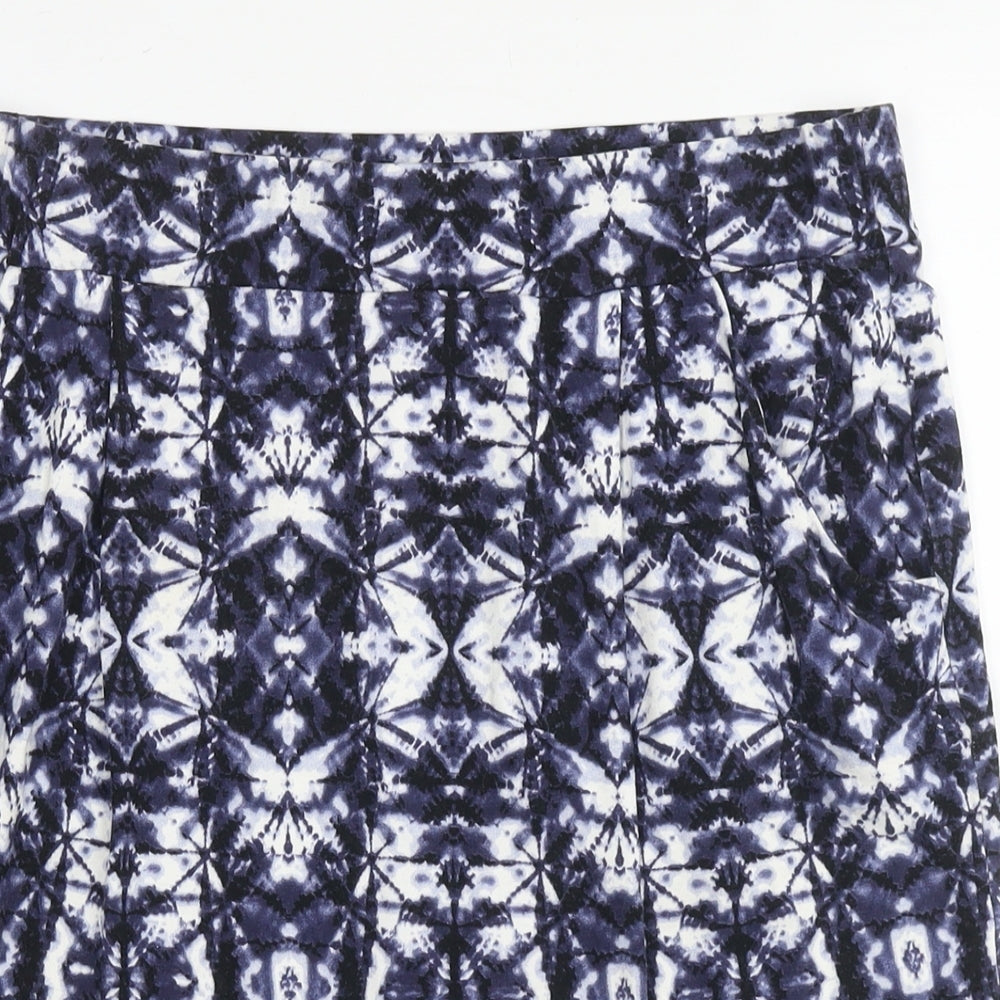 Marks and Spencer Womens Blue Geometric Viscose A-Line Skirt Size 14