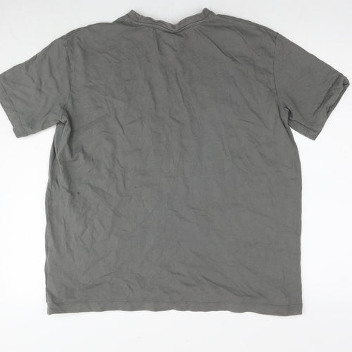 Boohoo Mens Grey Cotton T-Shirt Size S Round Neck