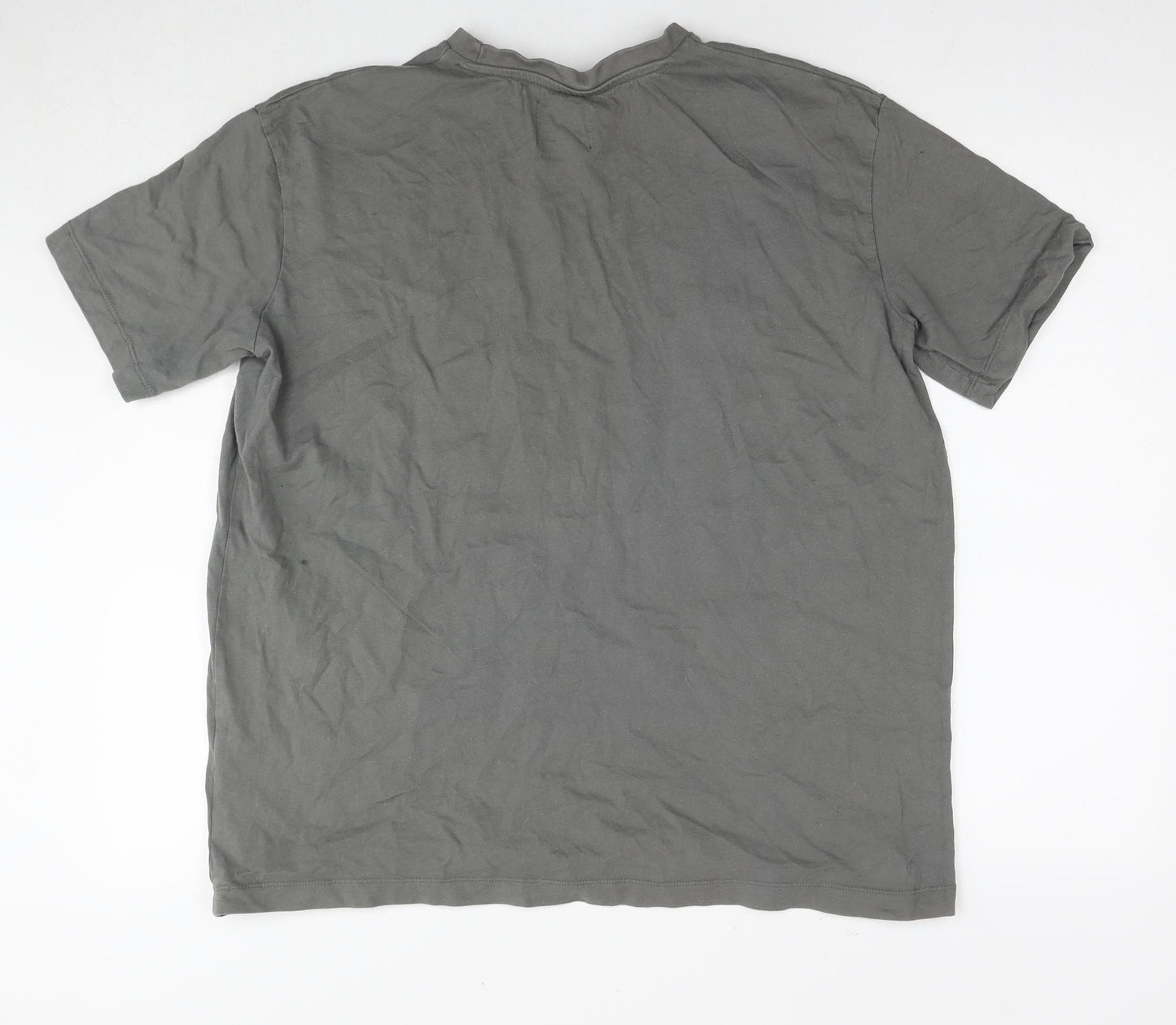 Boohoo Mens Grey Cotton T-Shirt Size S Round Neck