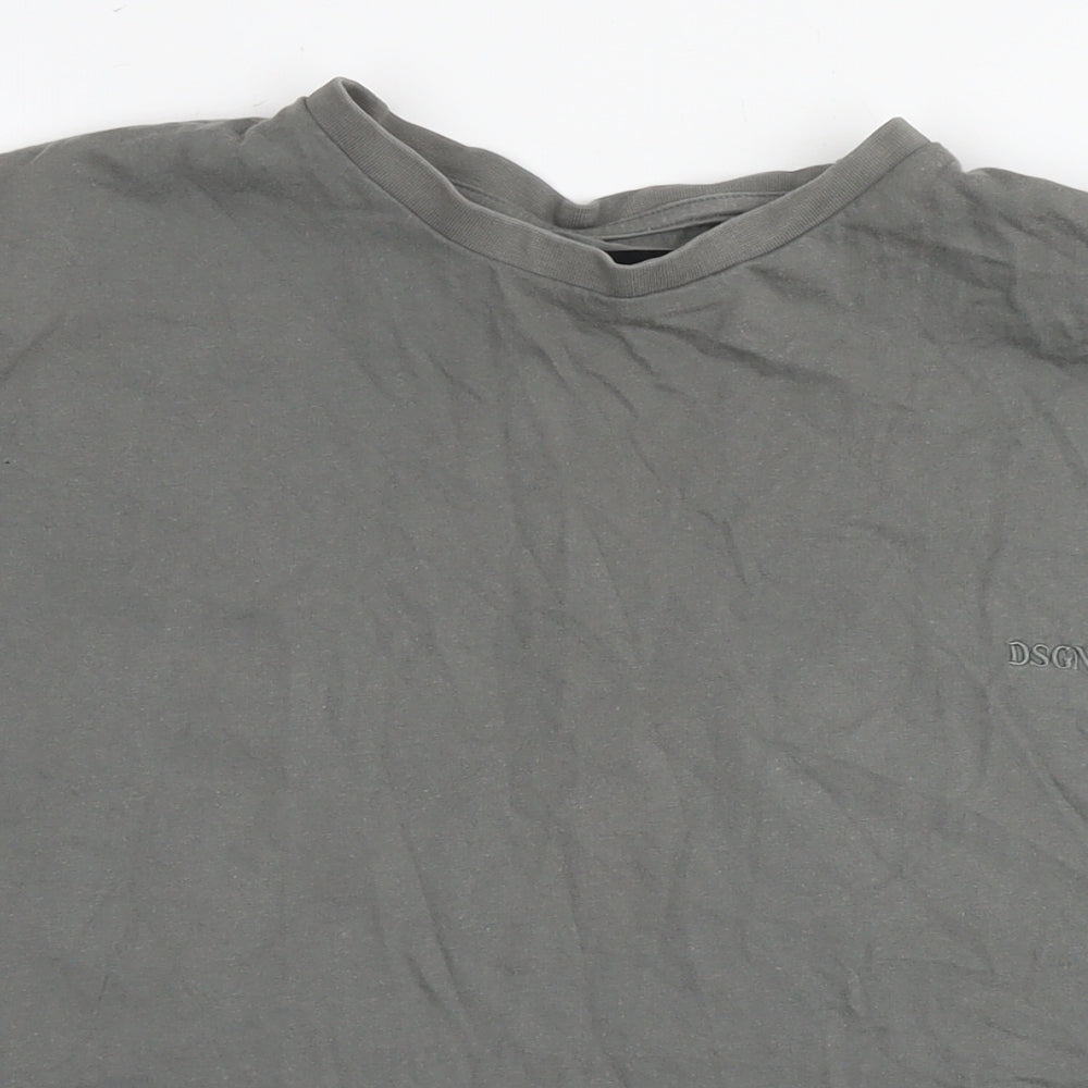 Boohoo Mens Grey Cotton T-Shirt Size S Round Neck