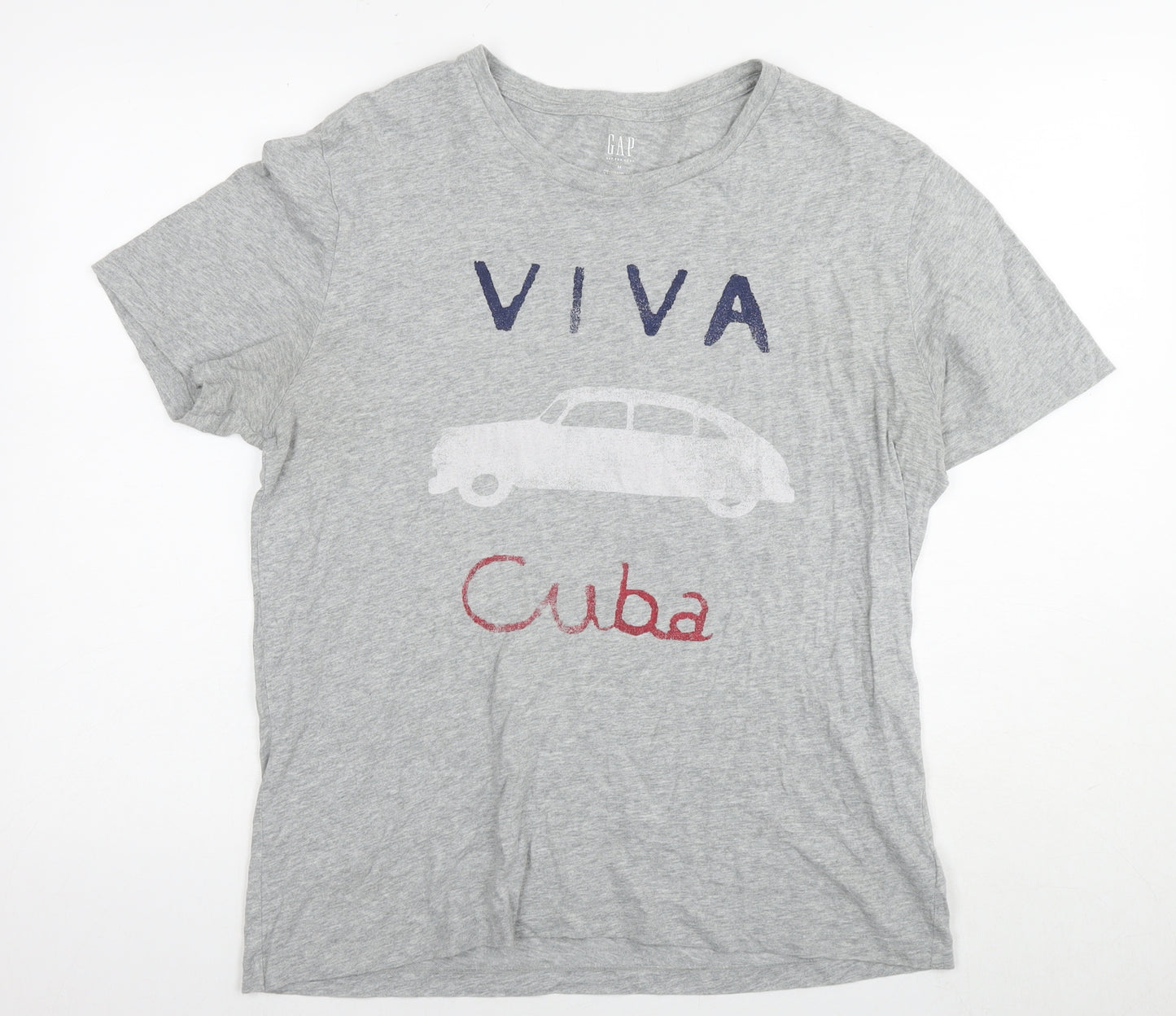 Gap Mens Grey Cotton T-Shirt Size M Round Neck - Viva Cuba