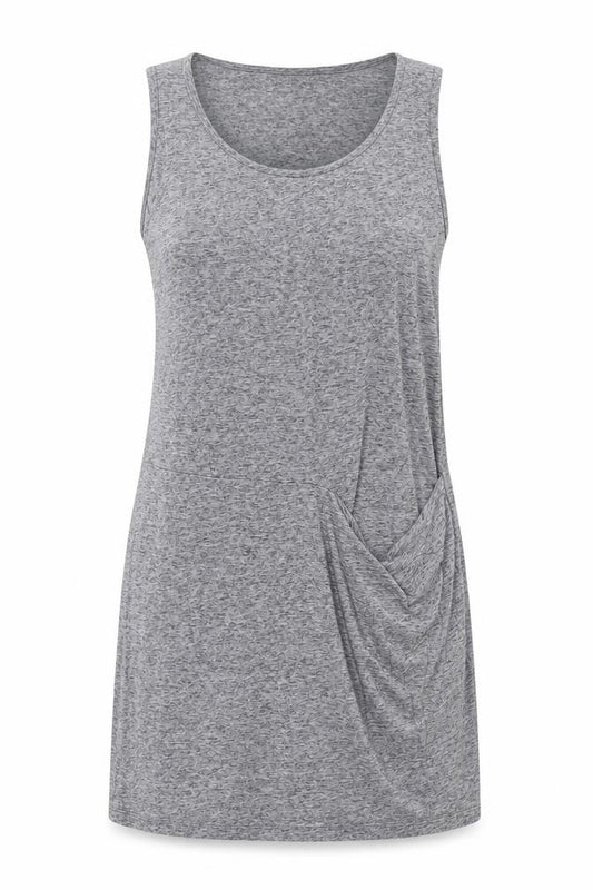 Front view of Next women’s grey polyester tank dress, size UK 12, round neck pullover
