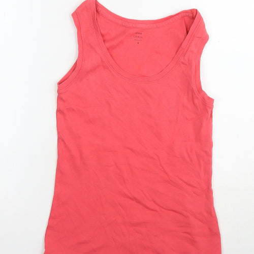 John Lewis Womens Pink Cotton Basic Tank Size 8 Round Neck