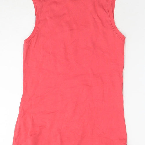 John Lewis Womens Pink Cotton Basic Tank Size 8 Round Neck