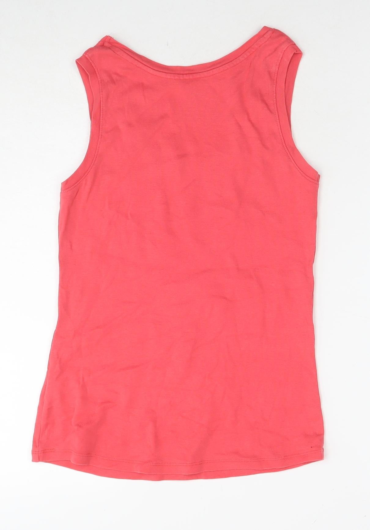 John Lewis Womens Pink Cotton Basic Tank Size 8 Round Neck