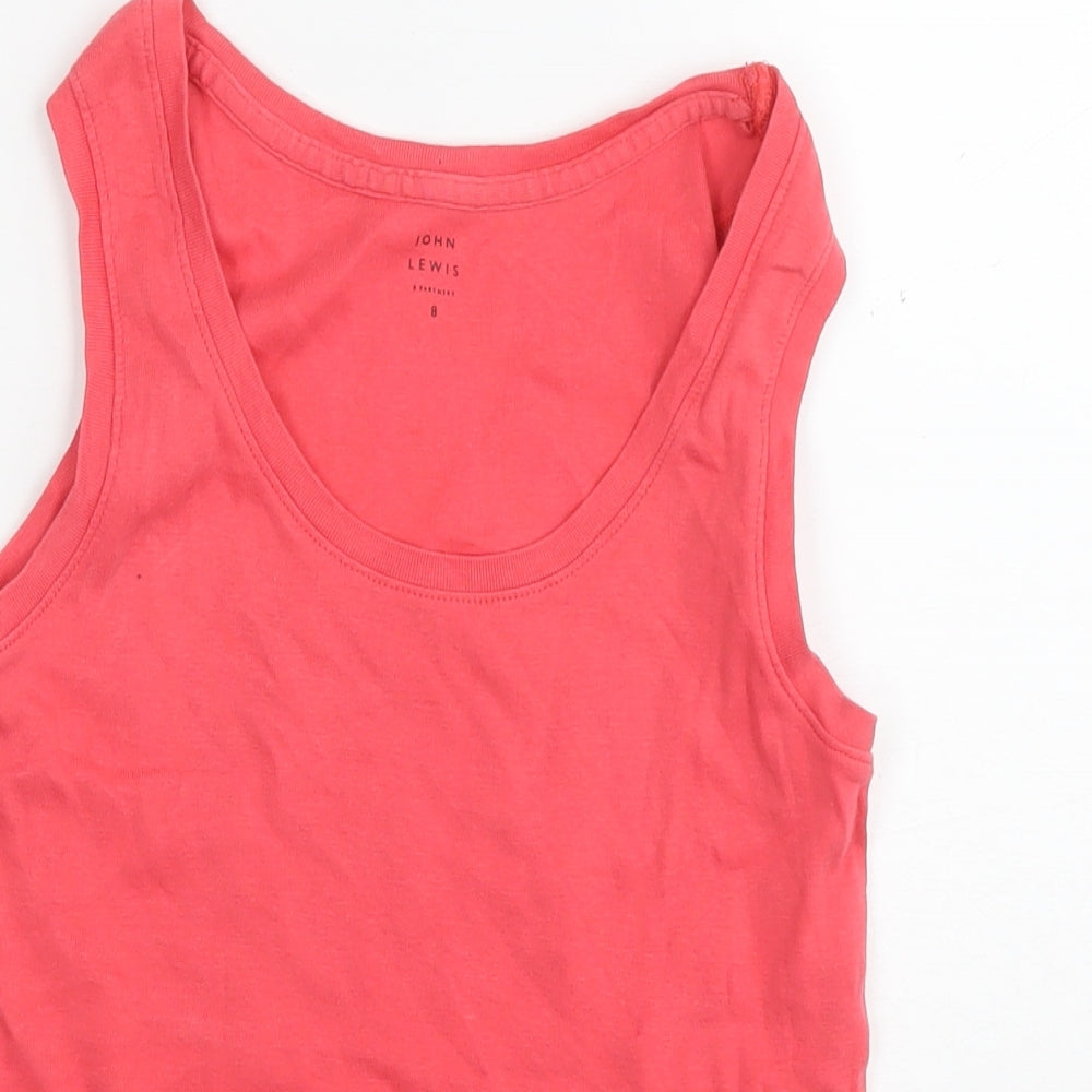 John Lewis Womens Pink Cotton Basic Tank Size 8 Round Neck