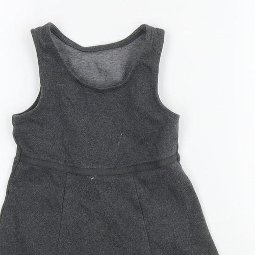 Marks and Spencer Girls Grey Cotton Tank Dress Size 5-6 Years Round Neck Pullover