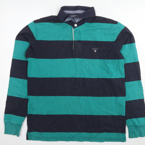 GANT Mens Green Striped Cotton Pullover Sweatshirt Size L