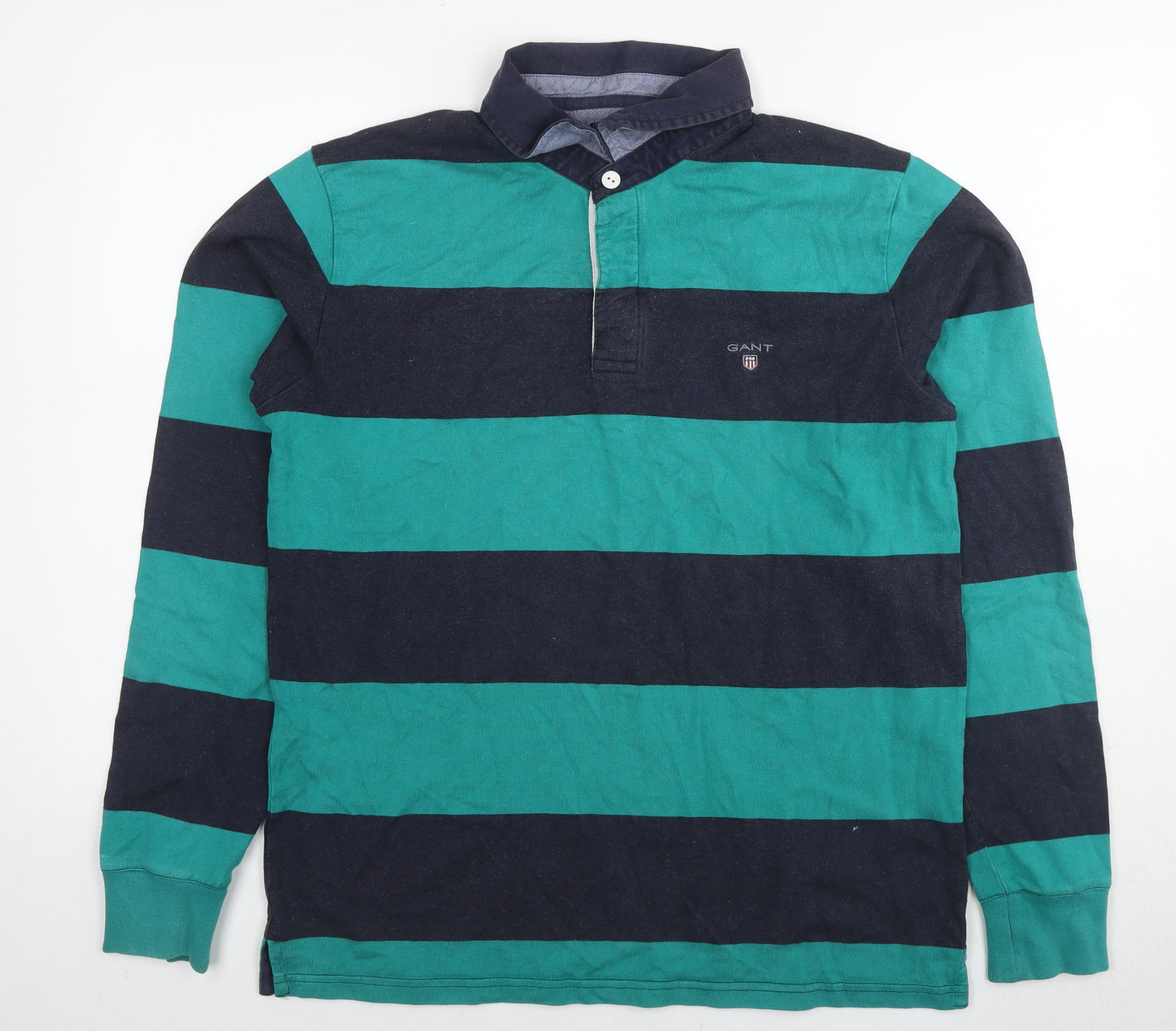 GANT Mens Green Striped Cotton Pullover Sweatshirt Size L