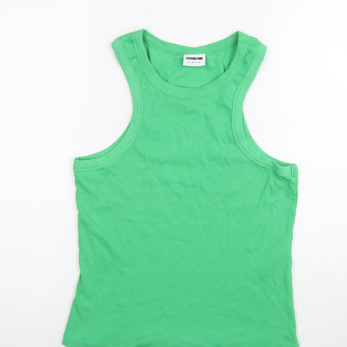 Noisy may Womens Green Cotton Basic Tank Size 2XL Round Neck - Ribbed