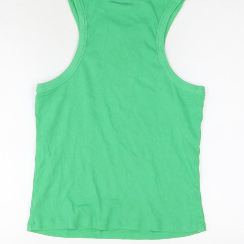 Noisy may Womens Green Cotton Basic Tank Size 2XL Round Neck - Ribbed