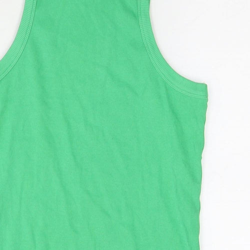 Noisy may Womens Green Cotton Basic Tank Size 2XL Round Neck - Ribbed
