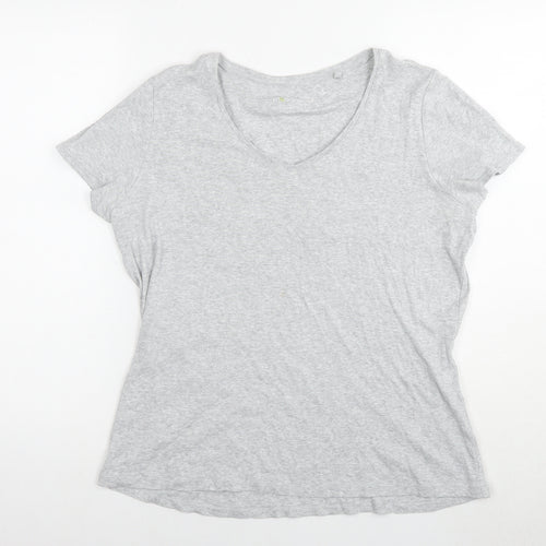 Marks and Spencer Womens Grey Cotton Basic T-Shirt Size 18 Round Neck