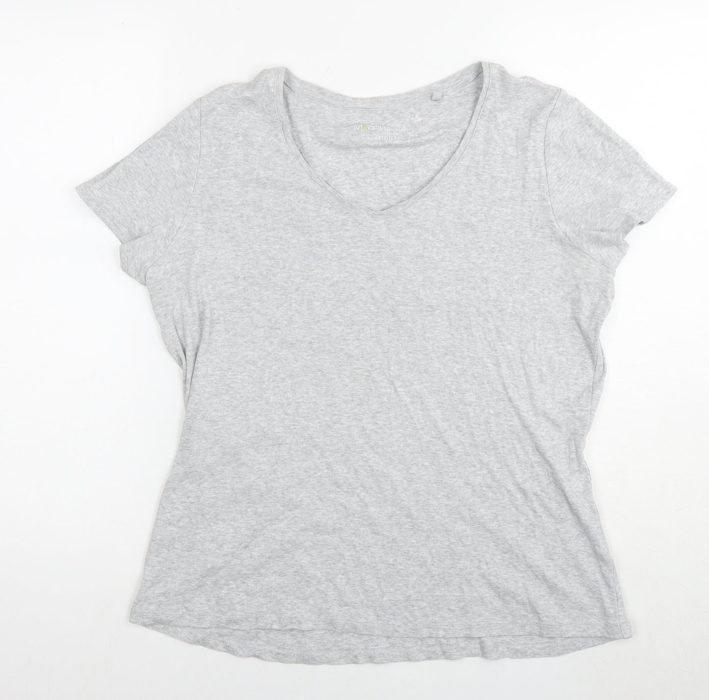 Marks and Spencer Womens Grey Cotton Basic T-Shirt Size 18 Round Neck