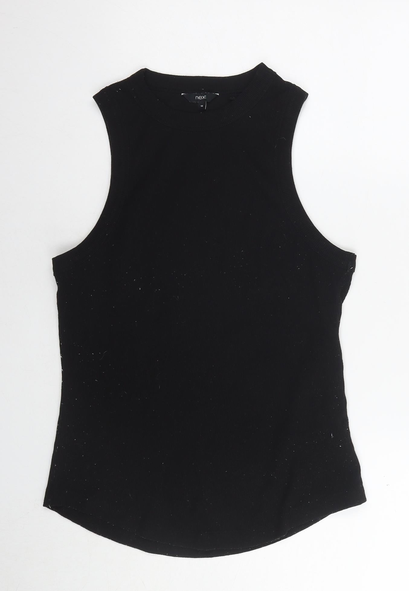 NEXT Womens Black Polyester Basic Tank Size 16 Round Neck