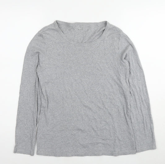 Marks and Spencer Womens Grey Cotton Jersey T-Shirt Size 14 Round Neck