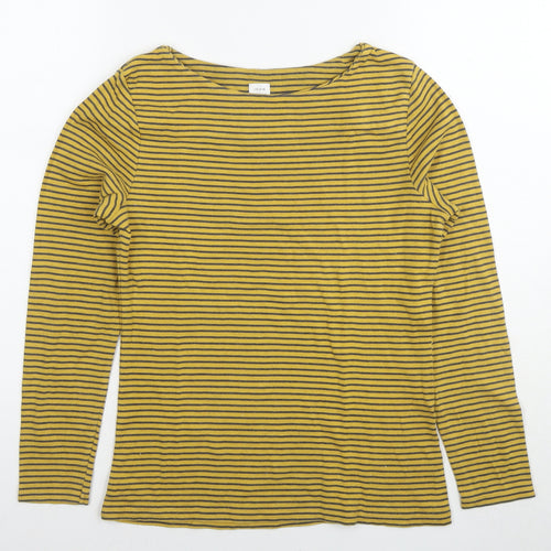 John Lewis Womens Yellow Striped Cotton Jersey Blouse Size 8 Boat Neck