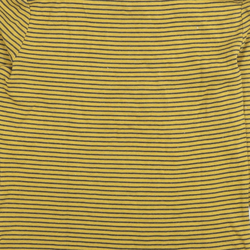 John Lewis Womens Yellow Striped Cotton Jersey Blouse Size 8 Boat Neck