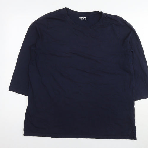 Lands' End Womens Blue Cotton Basic T-Shirt Size L Round Neck