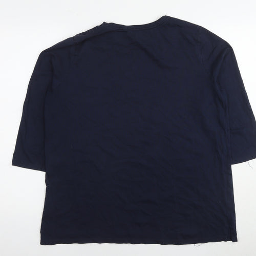 Lands' End Womens Blue Cotton Basic T-Shirt Size L Round Neck