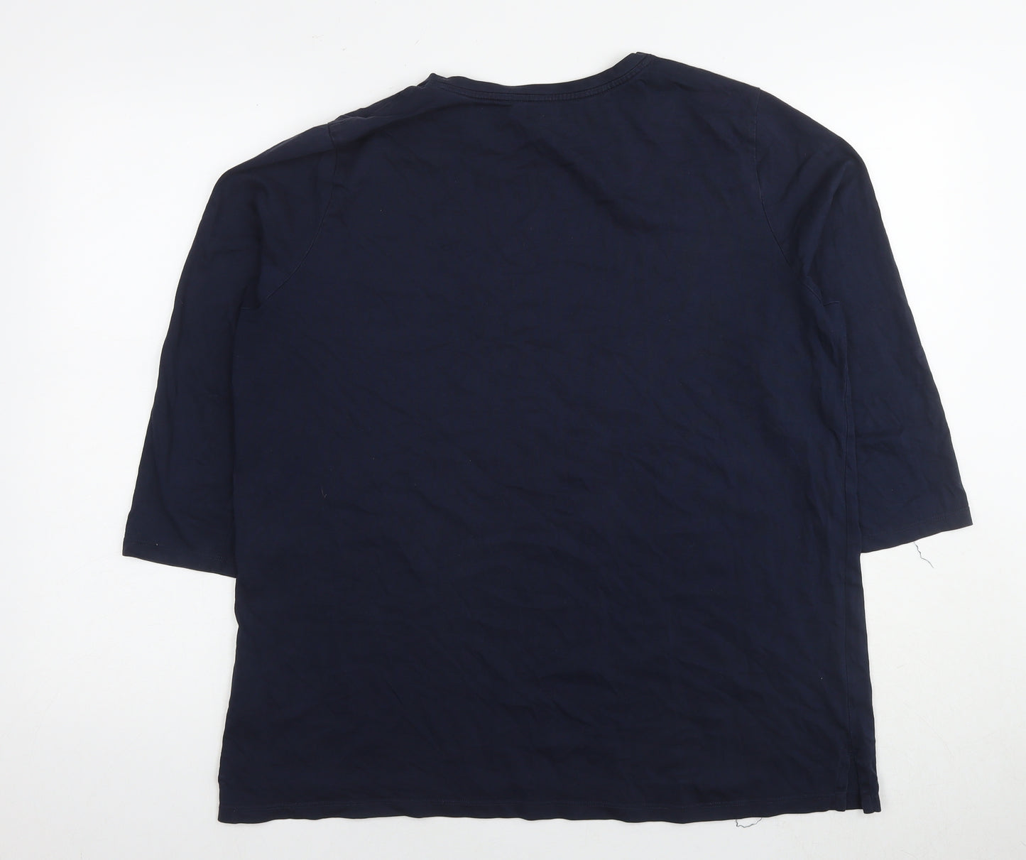 Lands' End Womens Blue Cotton Basic T-Shirt Size L Round Neck